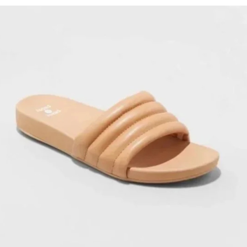 Shade & shore women’s beige Kendra single band slide sandals size 11 new